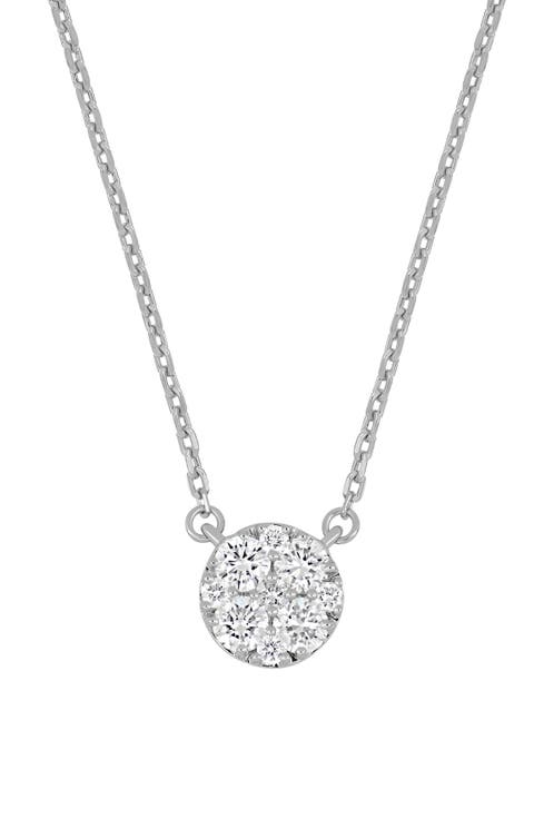 Mika 18K White Gold Pavé Diamond Disc Pendant Necklace