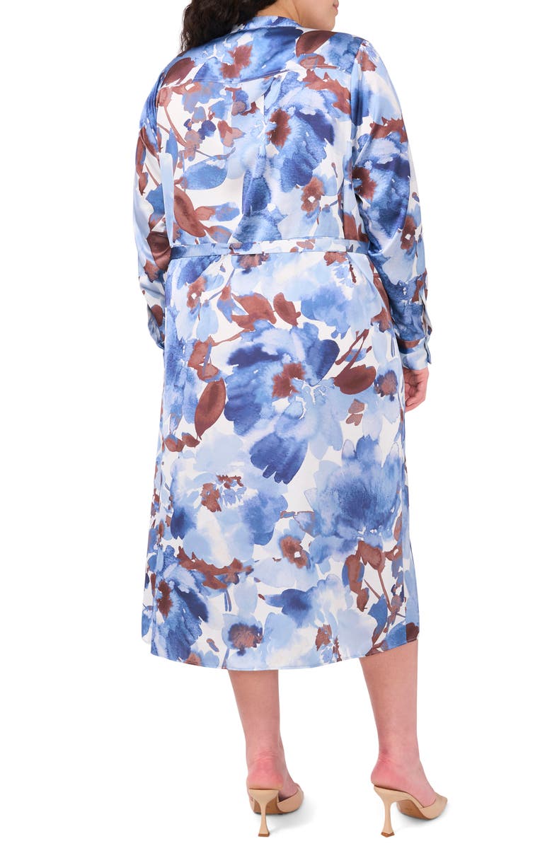 Halogen<sup>®</sup> Print Tie Waist Midi Shirtdress, Alternate, color, Blue Fog