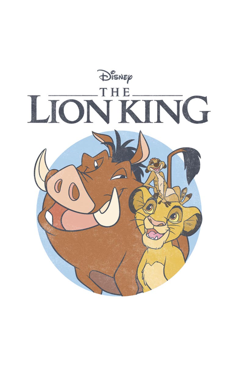 Lion King Men's Lion King Distressed Friends Badge  Graphic T-Shirt, Alternate, color, White