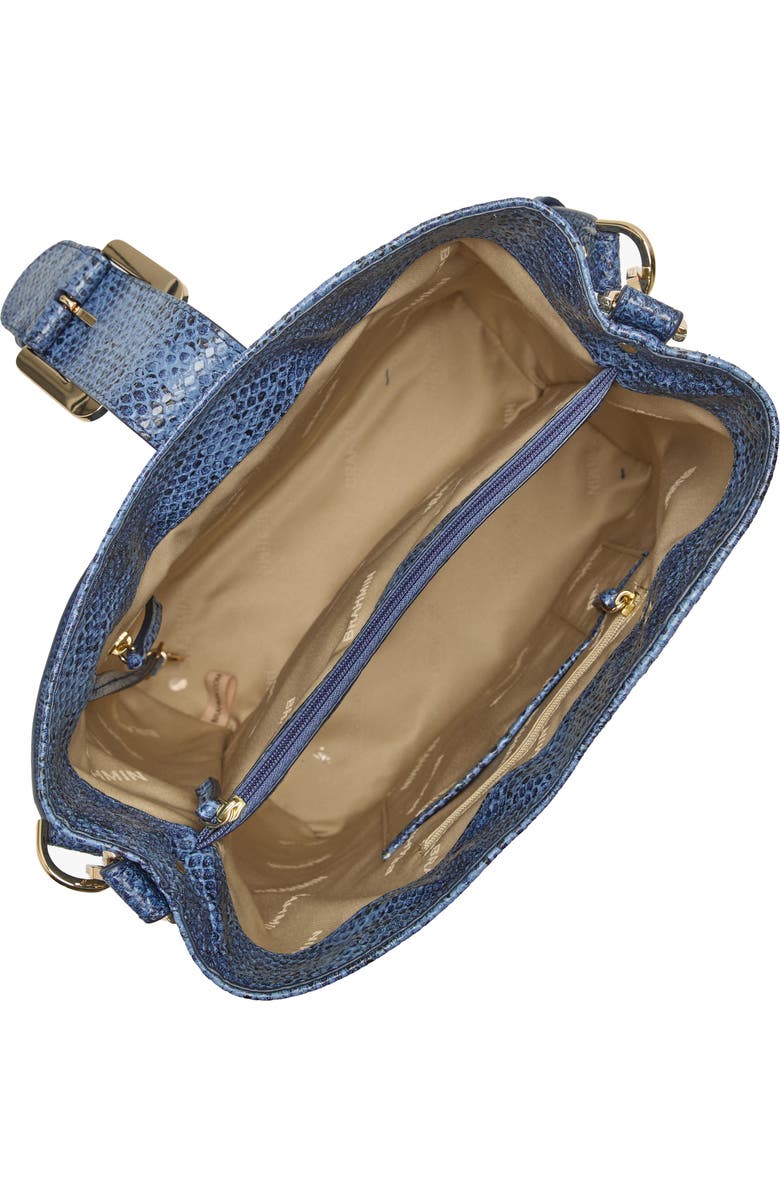 Brahmin Celina Croc Embossed Leather Bucket Bag, Alternate, color, Navy