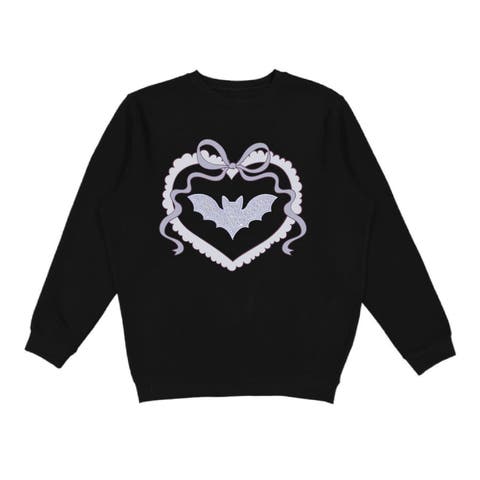 Rhinestone Bat Patch Halloween Sweatshirt