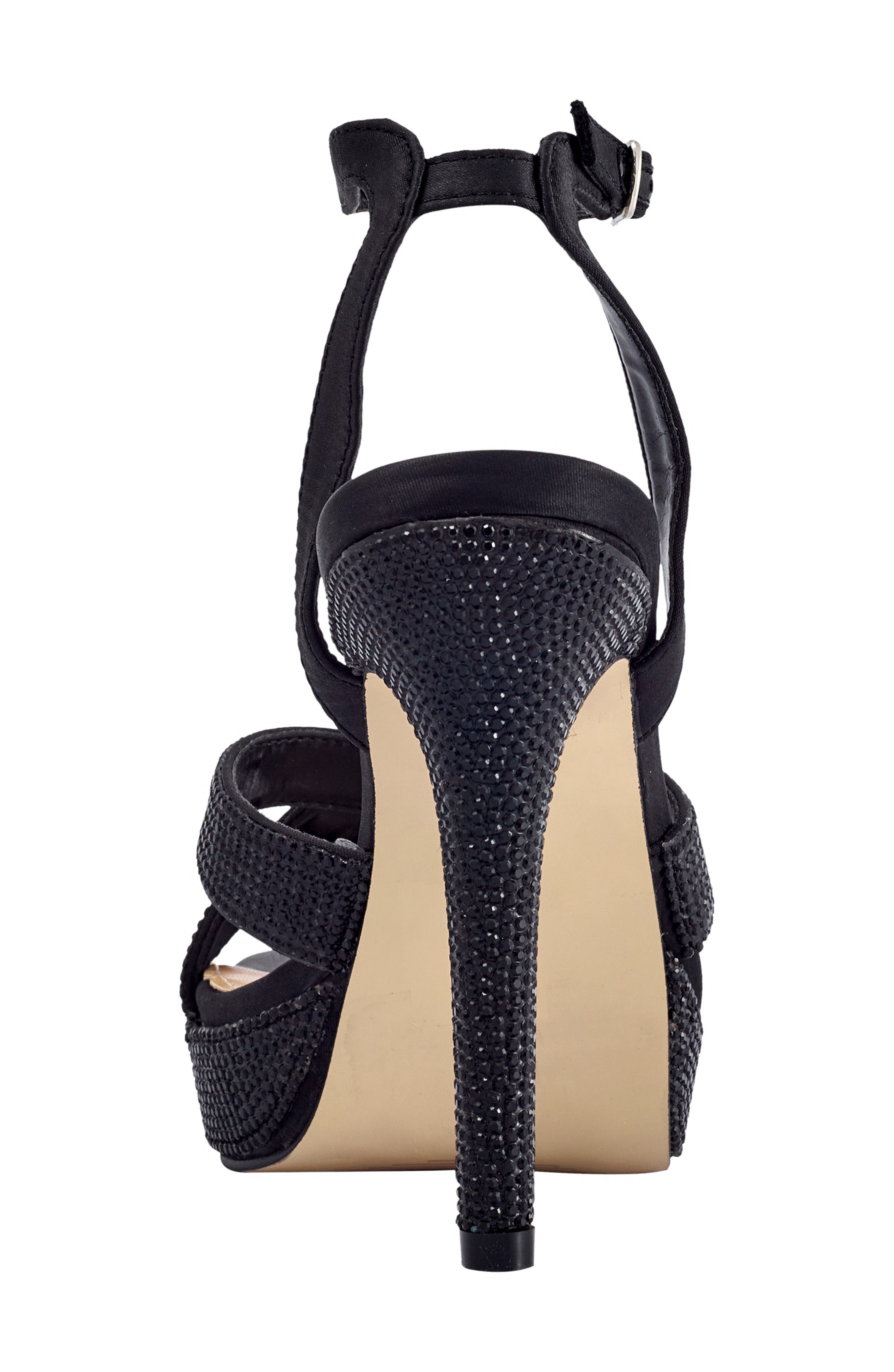 LADY COUTURE Rhinestone Platform Sandal, Alternate, color, Black