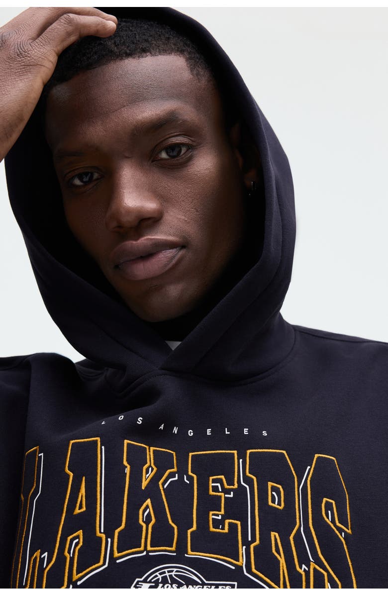 H&M Oversized fit printed hoodie, Alternate, color, Dark Blue/Nba