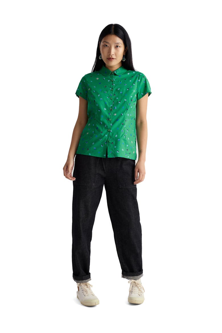Rushmaker Petal Spot Organic Cotton Voile Button-Up Shirt, Alternate, color, PETAL SPOT BRIGHT GREEN