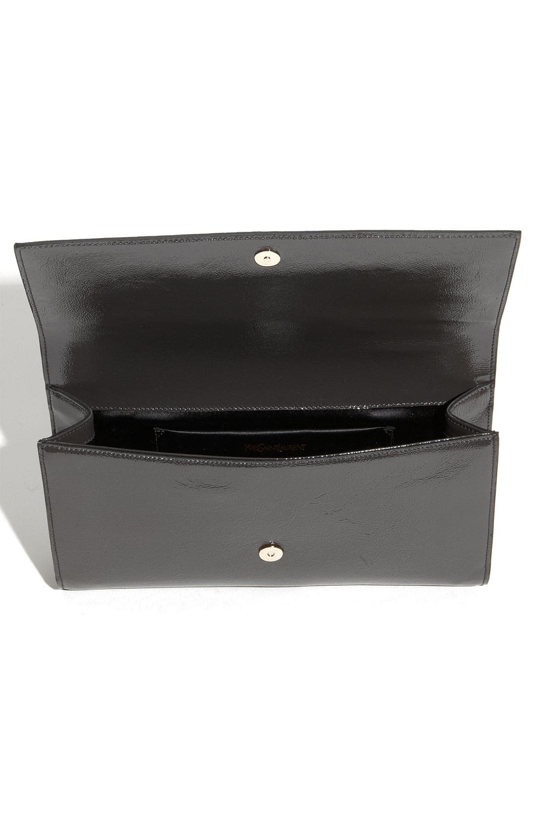 Yves Saint Laurent 'Belle de Jour - Large' Patent Envelope Clutch, Alternate, color, MEDIUM GREY