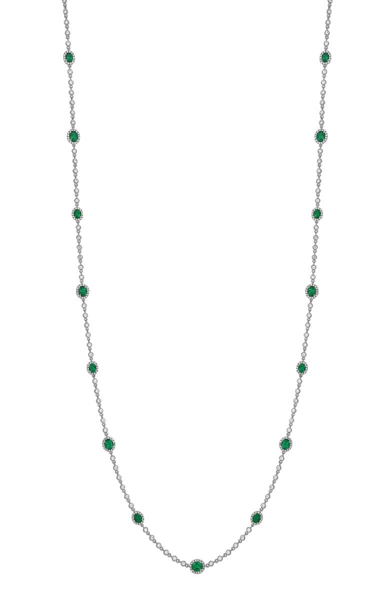 Bony Levy El Mar Station Emerald & Diamond Long Necklace, Main, color, 18K White Gold