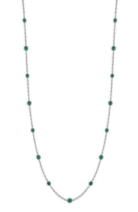 El Mar Station Emerald & Diamond Long Necklace
