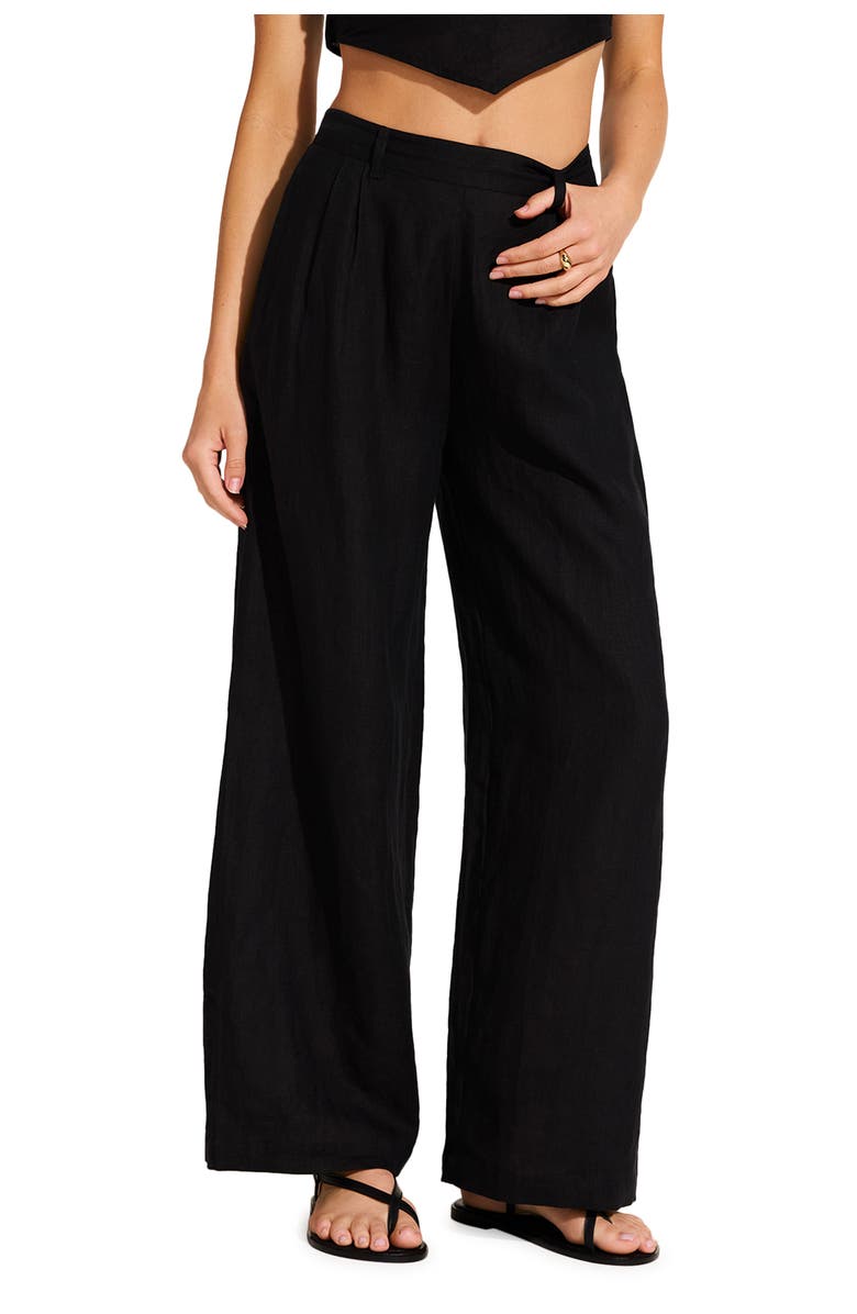 Vitamin A<sup>®</sup> The Getaway Linen Cover-Up Pants, Main, color, Black