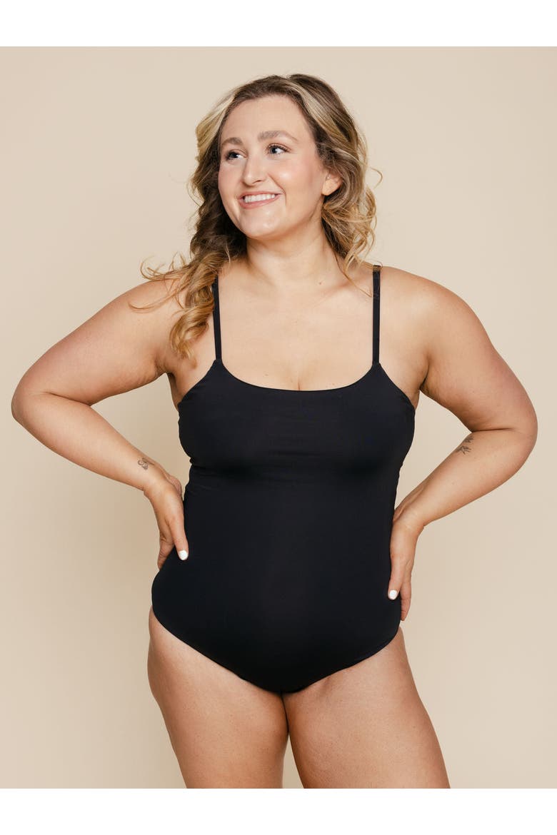 Shelf Bra One Piece Swimsuit, Alternate, color, Black