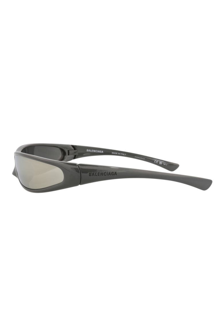 76mm Mirrored Shield Wrap Sunglasses, Alternate, color, GREY GREY WHITE