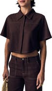 LE JEAN Short Sleeve Swing Linen Button-Up Shirt