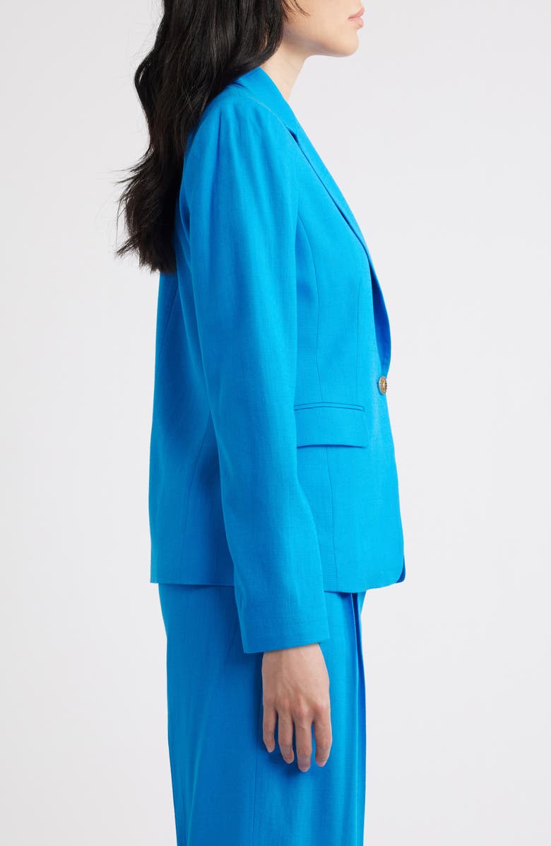 Tahari ASL One-Button Blazer, Alternate, color, Blue Jewel