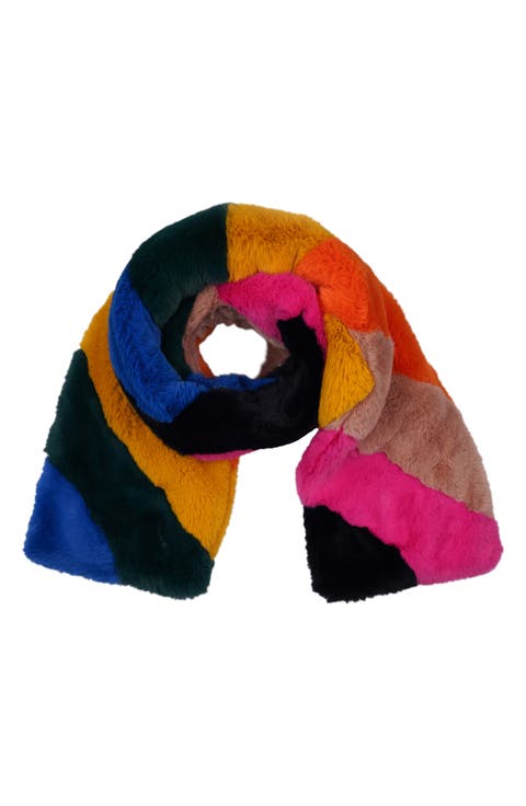 Faux Fur Rainbow Pull Through Scarf