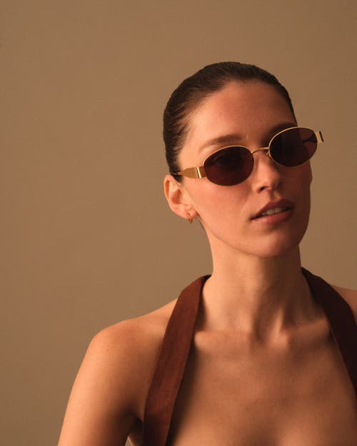 Katie Loxton Siena Oval Sunglasses In Gold