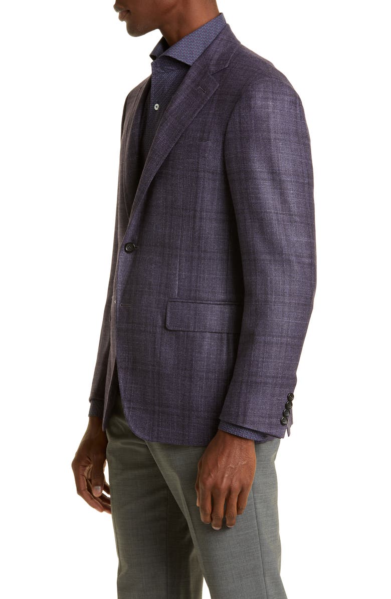 Canali Kei Plaid Wool & Cashmere Sport Coat, Alternate, color,
