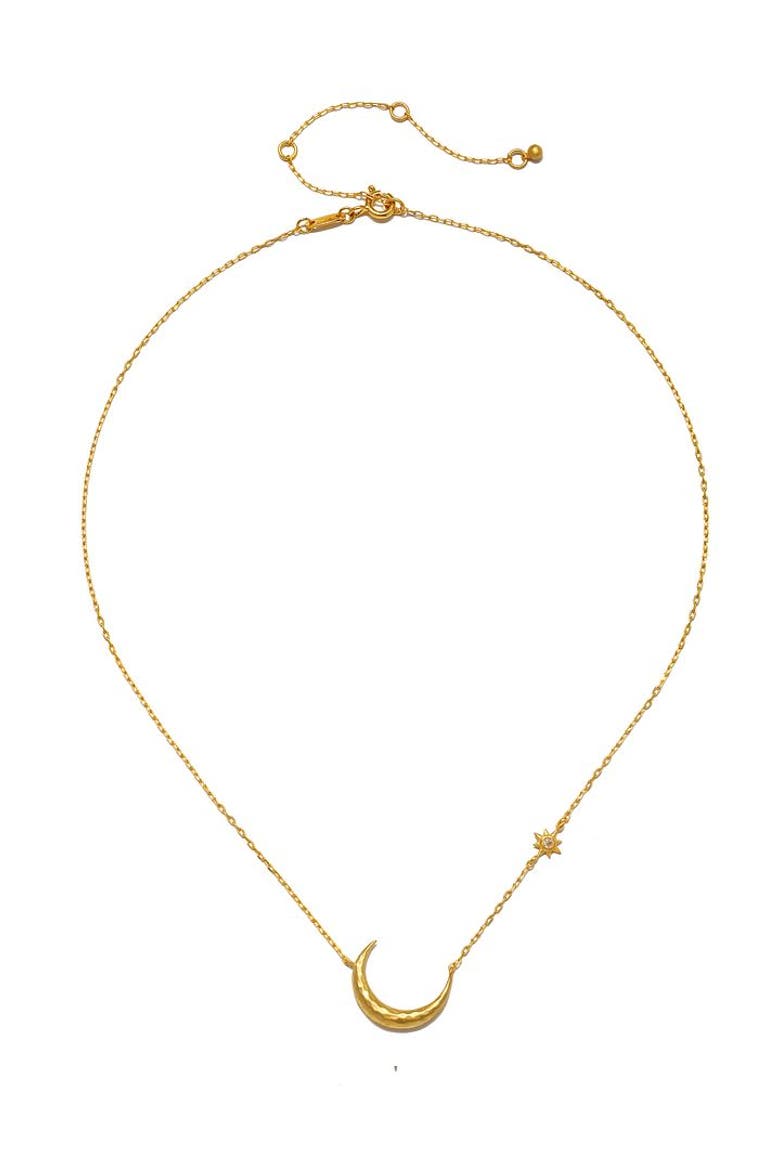Ethereal Guide Moonstone Moon and Star Necklace, Alternate, color, Gold