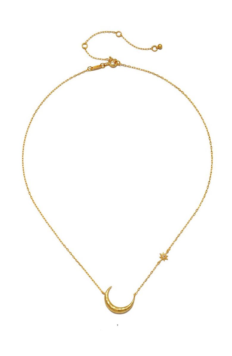 Satya Jewelry Ethereal Guide Moonstone Moon and Star Necklace, Alternate, color, Gold
