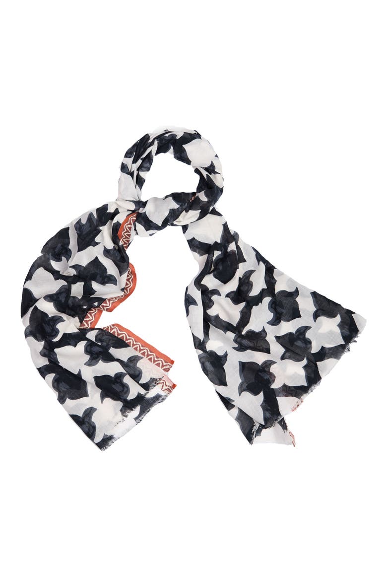 Geometric Print Scarf, Main, color, BLACK/ WHITE