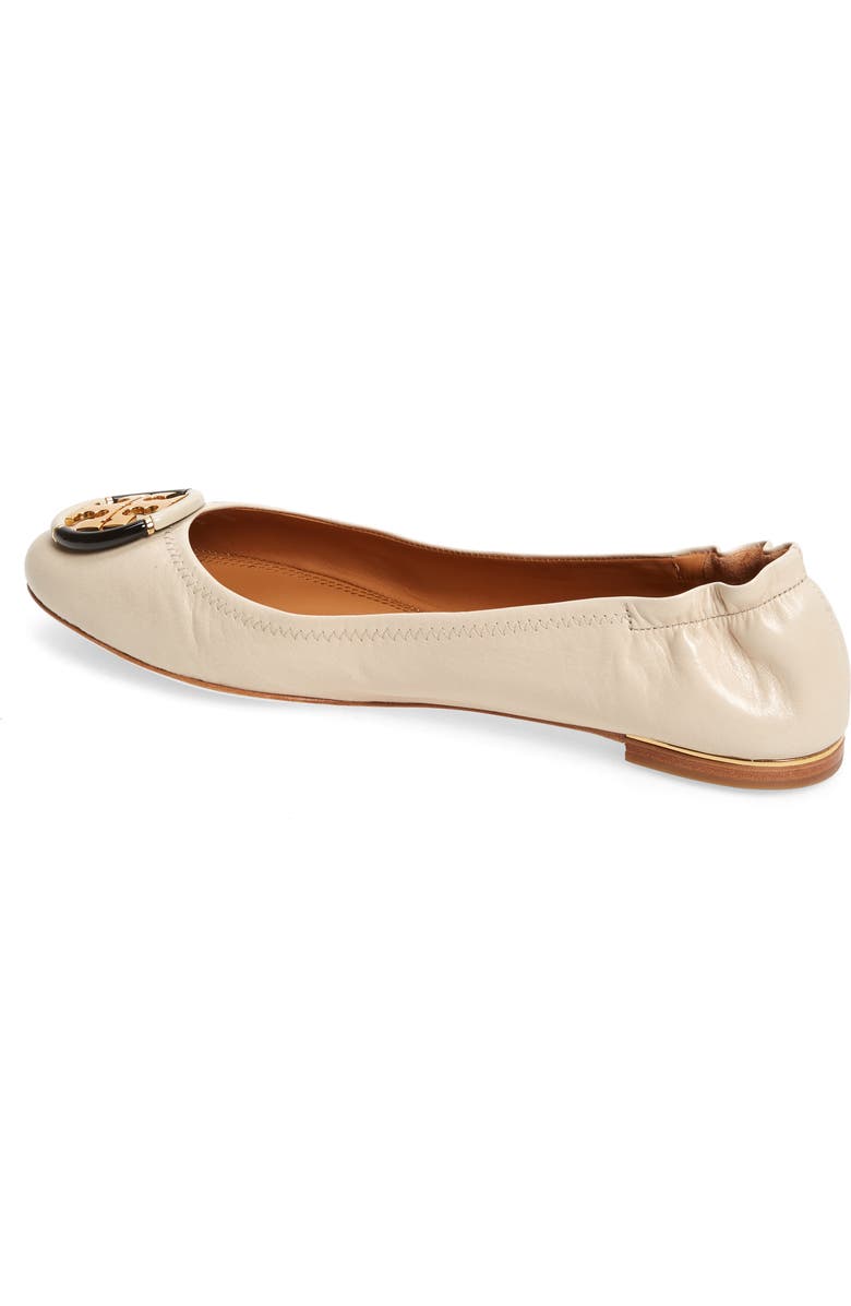 Tory Burch Multi Logo Ballet Flat, Alternate, color, Rice Paper