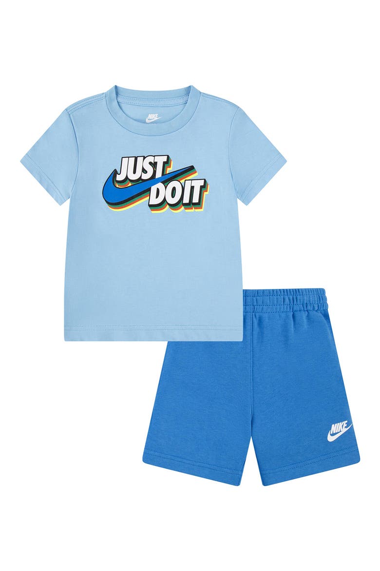 Kids' Logo Graphic T-Shirt & Shorts Set, Alternate, color, LIGHT PHOTO BLUE