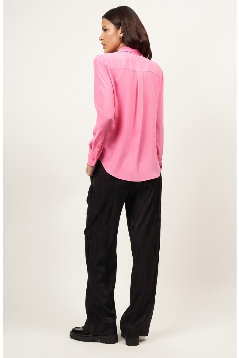 Signature Slim Fit Silk Button-Up Shirt, Alternate, color, AZALEA PNK