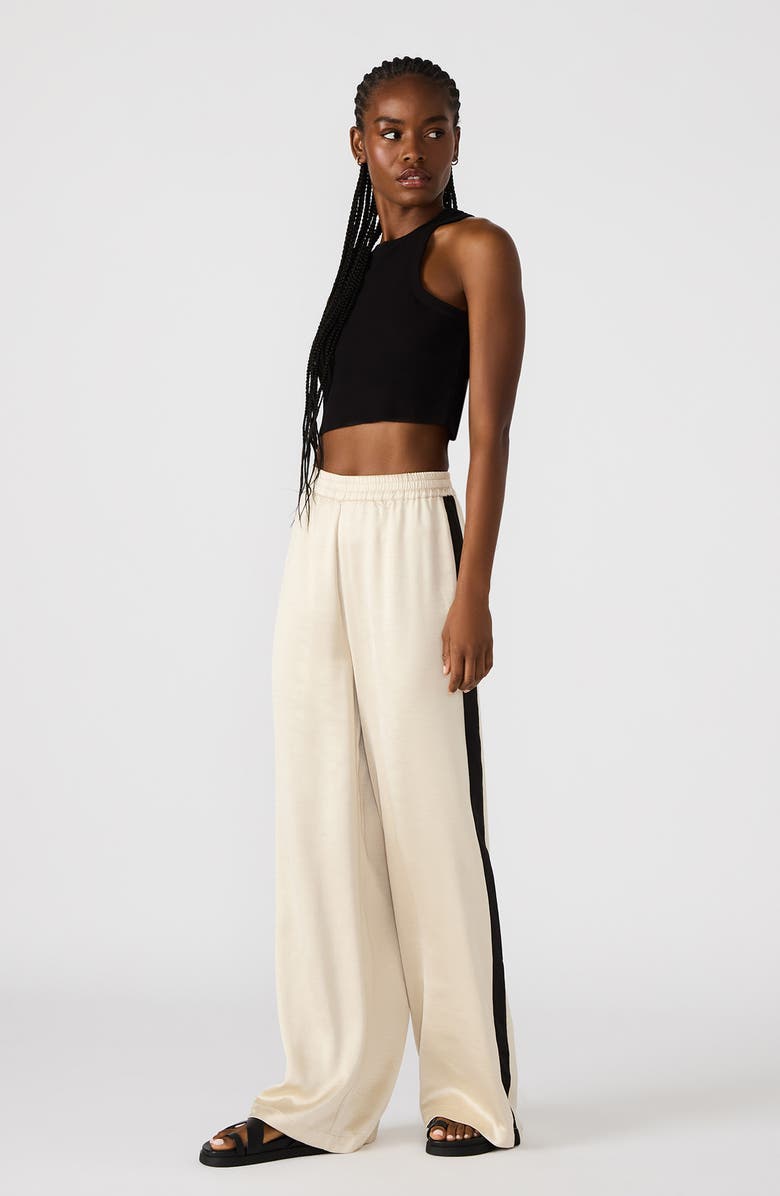 Steve Madden Moxie Side Stripe Wide Leg Pants, Alternate, color, Oatmeal
