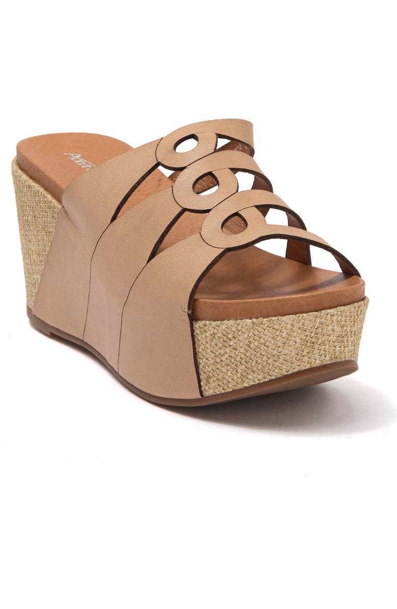 ANTELOPE Leather Slit Cork Wedge Sandal, Main, color,