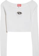 DIESEL® M-Vera Logo Cutout Long Sleeve Crop Top | Nordstrom