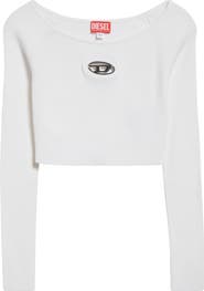 DIESEL® M-Vera Logo Cutout Long Sleeve Crop Top | Nordstrom