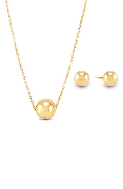 Ball Pendant Necklace & Stud Earrings Set