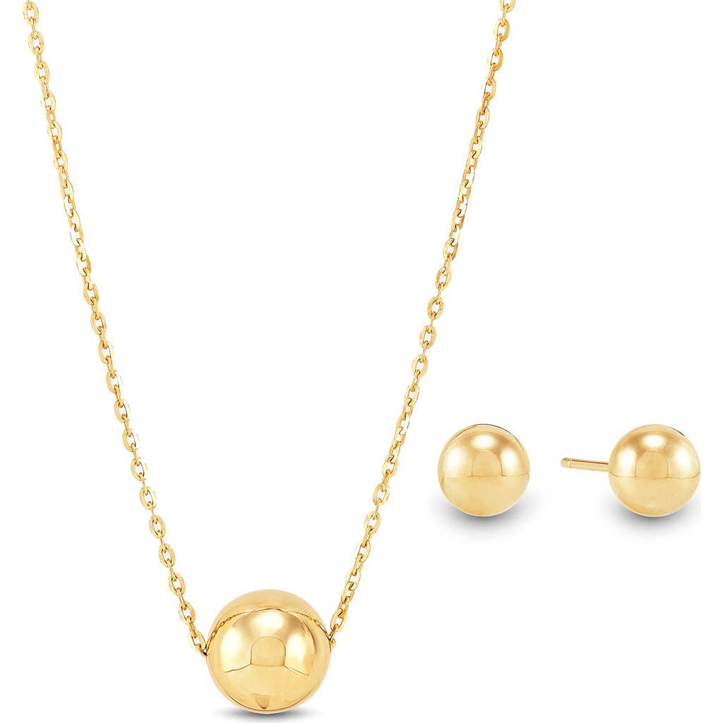Frankie & Zoe Ball Pendant Necklace & Stud Earrings Set In Gold