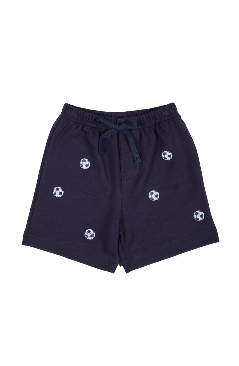 Florence Eiseman Knit Pull On Short With Soccer Balls, Main, color, Navy