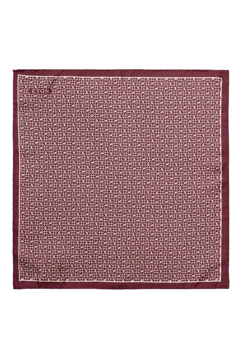 Paisley Petal Grid Silk Pocket Square, Alternate, color, MEDIUM RED