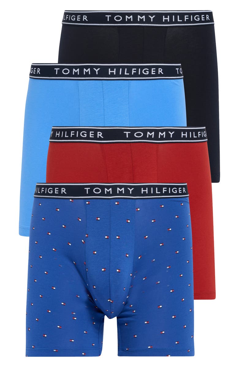 Tommy Hilfiger Pack of Four Boxer Briefs, Main, color, Blue Ocean