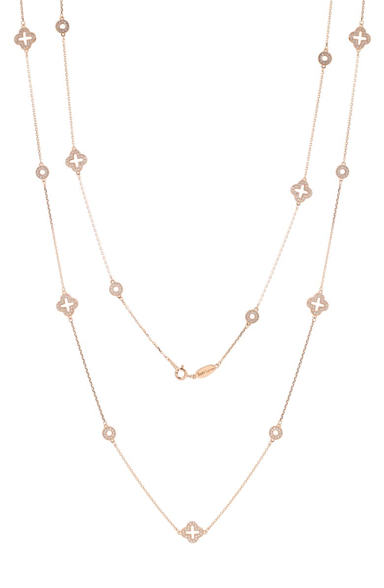 SUZY LEVIAN CZ Pavé Station Chain Necklace, Main, color, Pink