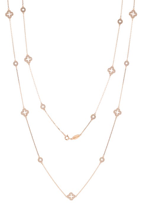 CZ Pavé Station Chain Necklace