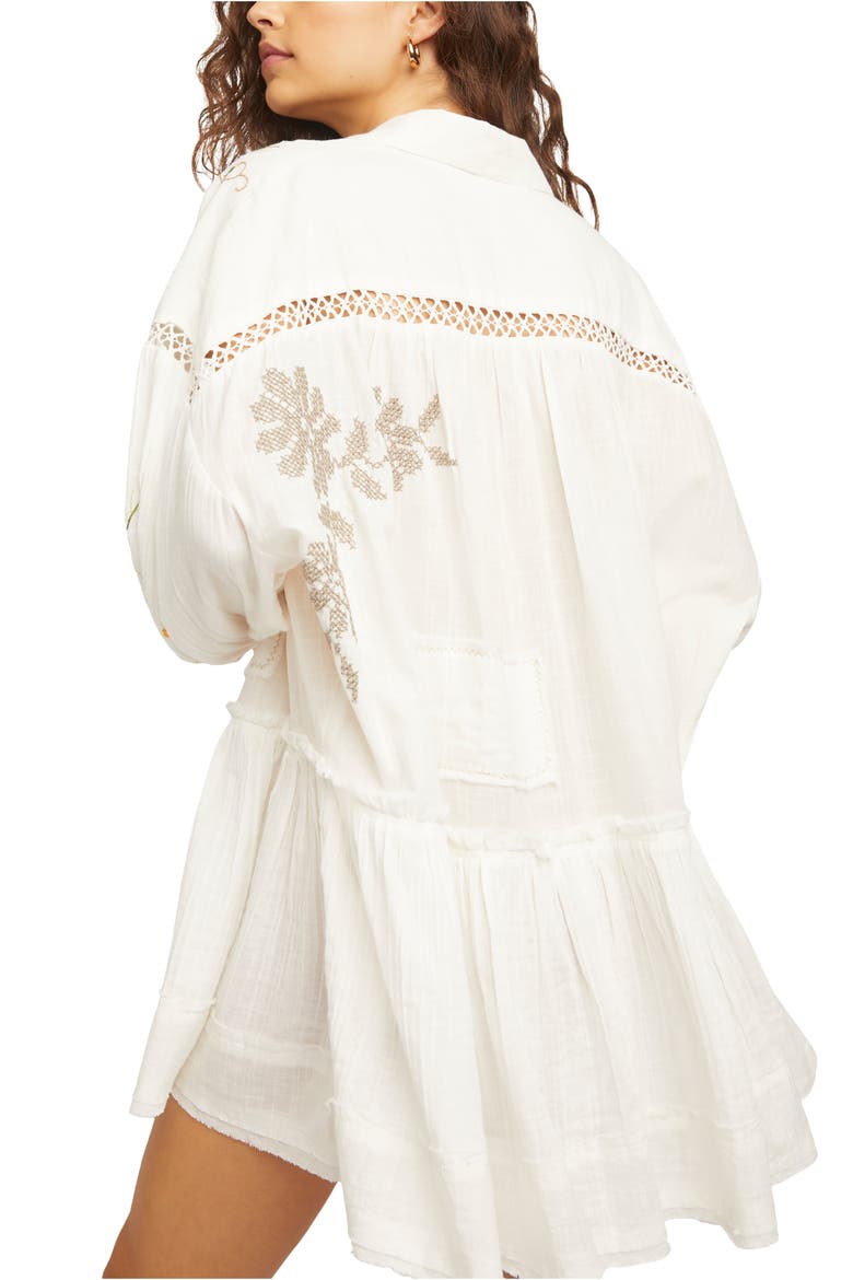 Embroidered Long Sleeve Shirtdress, Alternate, color, IVORY
