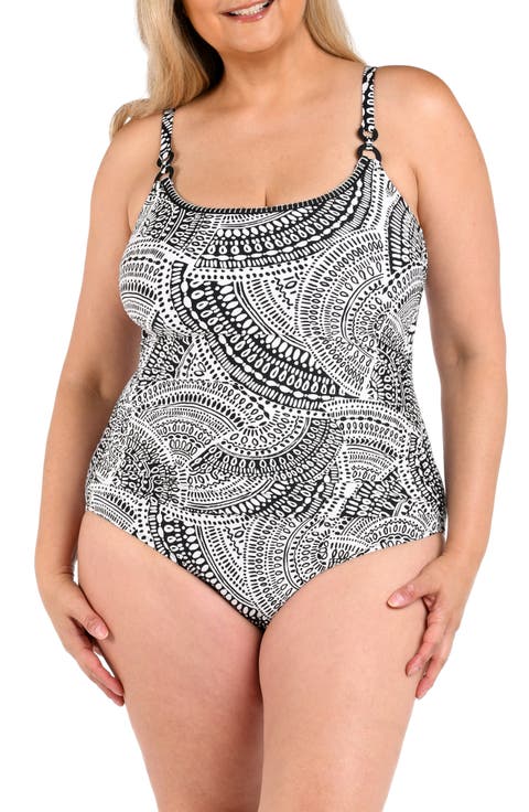 Dreamcatcher Abstract Print One-Piece Swimsuit (Plus)