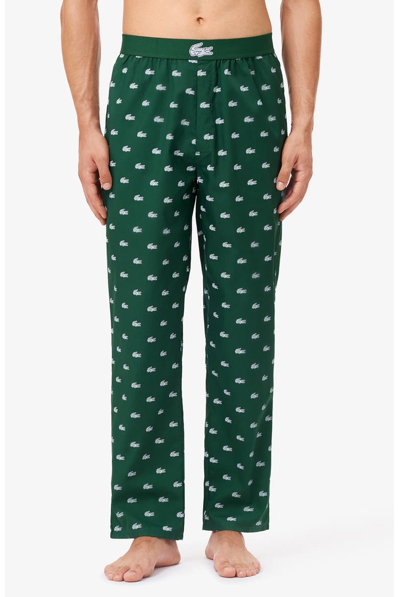 Logo Print Cotton Pajama Pants, Main, color, 291 GREEN/ WHITE
