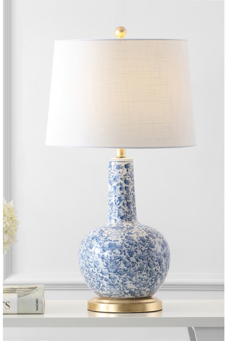 Chinois 30" Ceramic/Iron Classic Cottage LED Table Lamp, Blue/White, Alternate, color, Blue/White