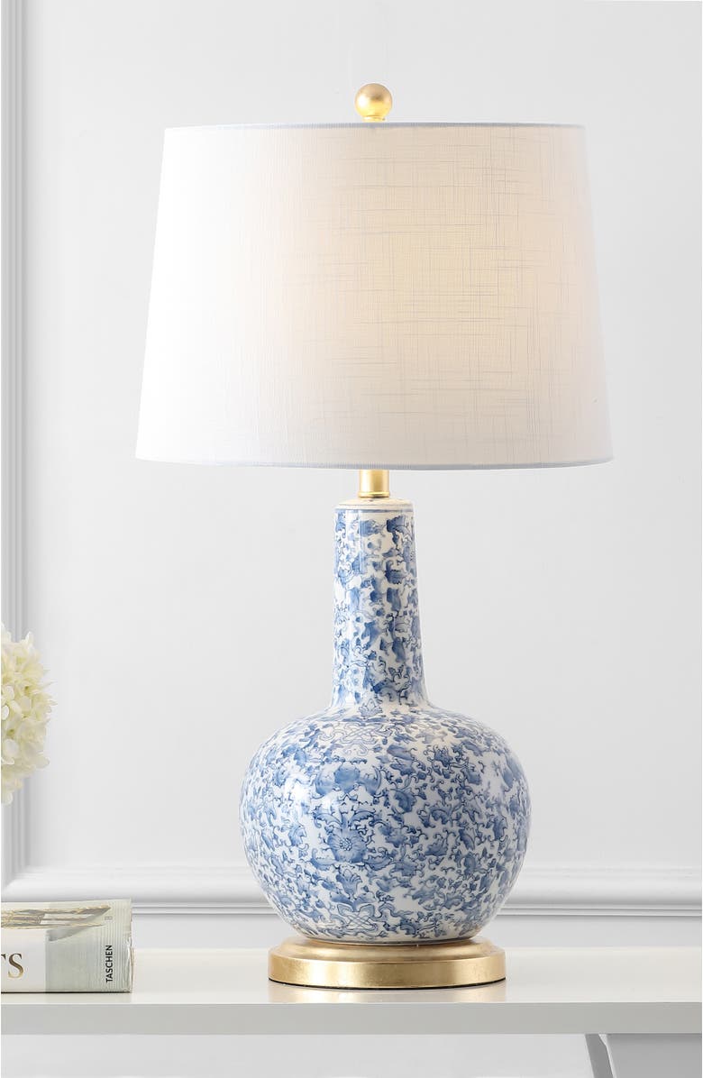 JONATHAN Y Chinois 30" Ceramic/Iron Classic Cottage LED Table Lamp, Blue/White, Alternate, color, Blue/White