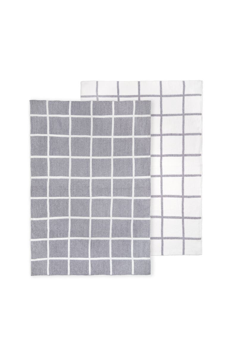Kashwére Throw - Window Pane Heathered - Chenilla Cloud, Alternate, color, Creme / Soapstone / Steel