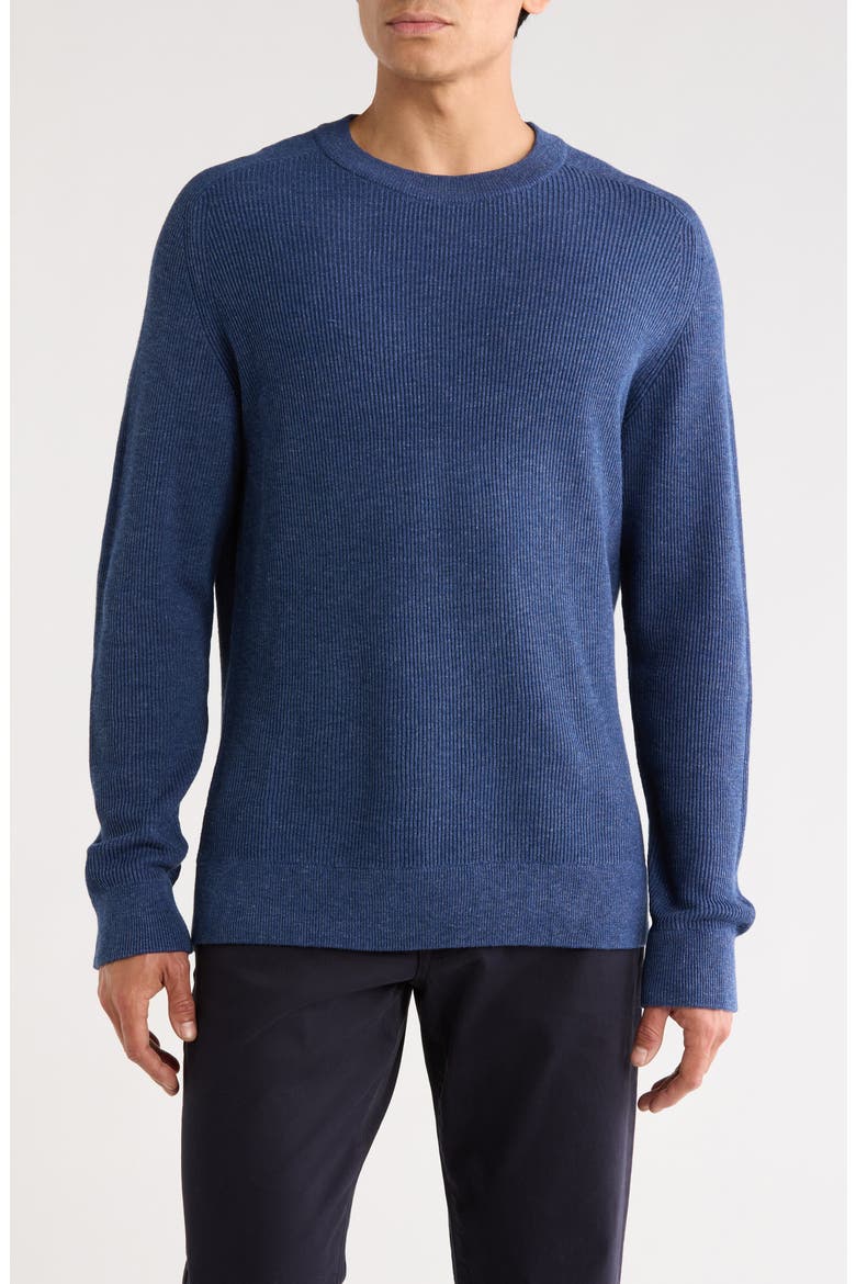 Kaley 6499 Cotton Crewneck Sweater, Main, color, DENIM BLUE