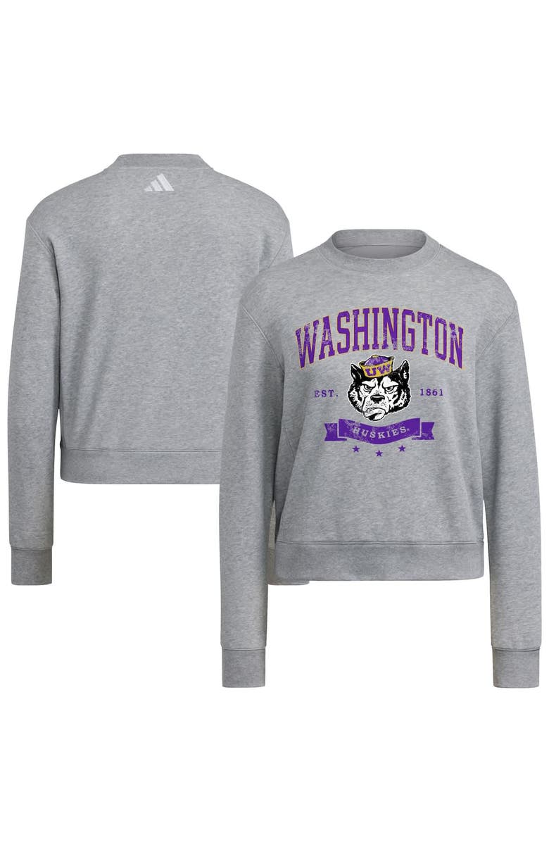 adidas Women's adidas Gray Washington Huskies Pullover Crewneck Sweatshirt, Alternate, color,