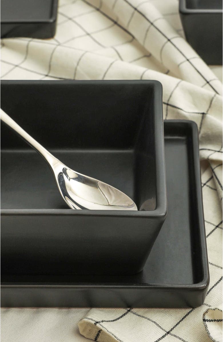 Stone Lain Grace Stoneware 12-Piece Dinnerware Set, Alternate, color, Black Matte