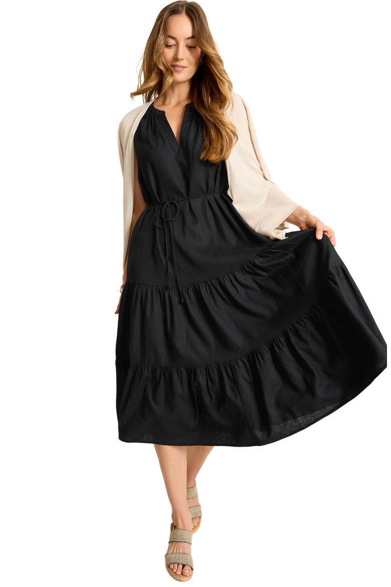 Coastal Tide Sleeveless Dress, Alternate, color, BLACK