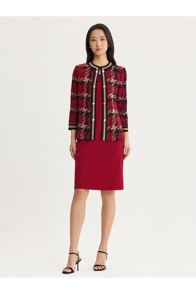Heritage Houndstooth Knit Jacket, Alternate, color, Scarlet Red/Charmeuse/Black