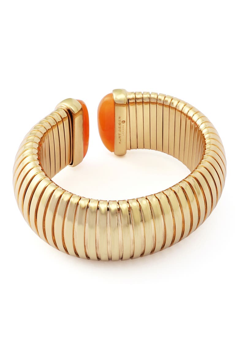 Large Metal Stretch Cuff Bracelet, Alternate, color, GOLD