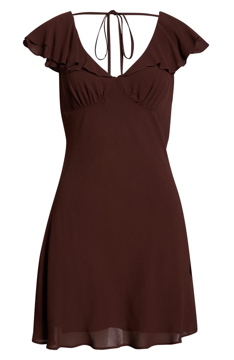 Reformation Arni Cap Sleeve Empire Waist Minidress, Alternate, color, Cafe