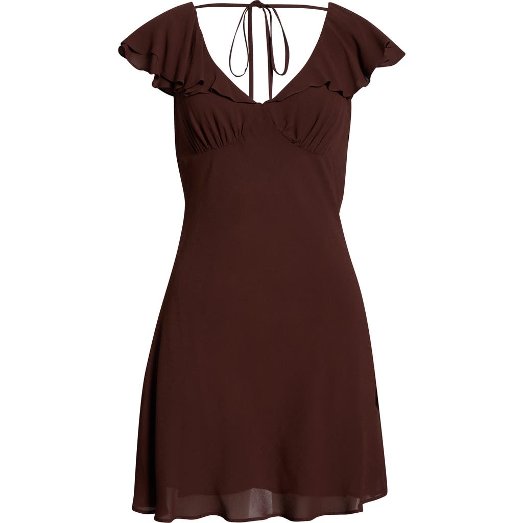 Reformation Arni Cap Sleeve Empire Waist Minidress In Red